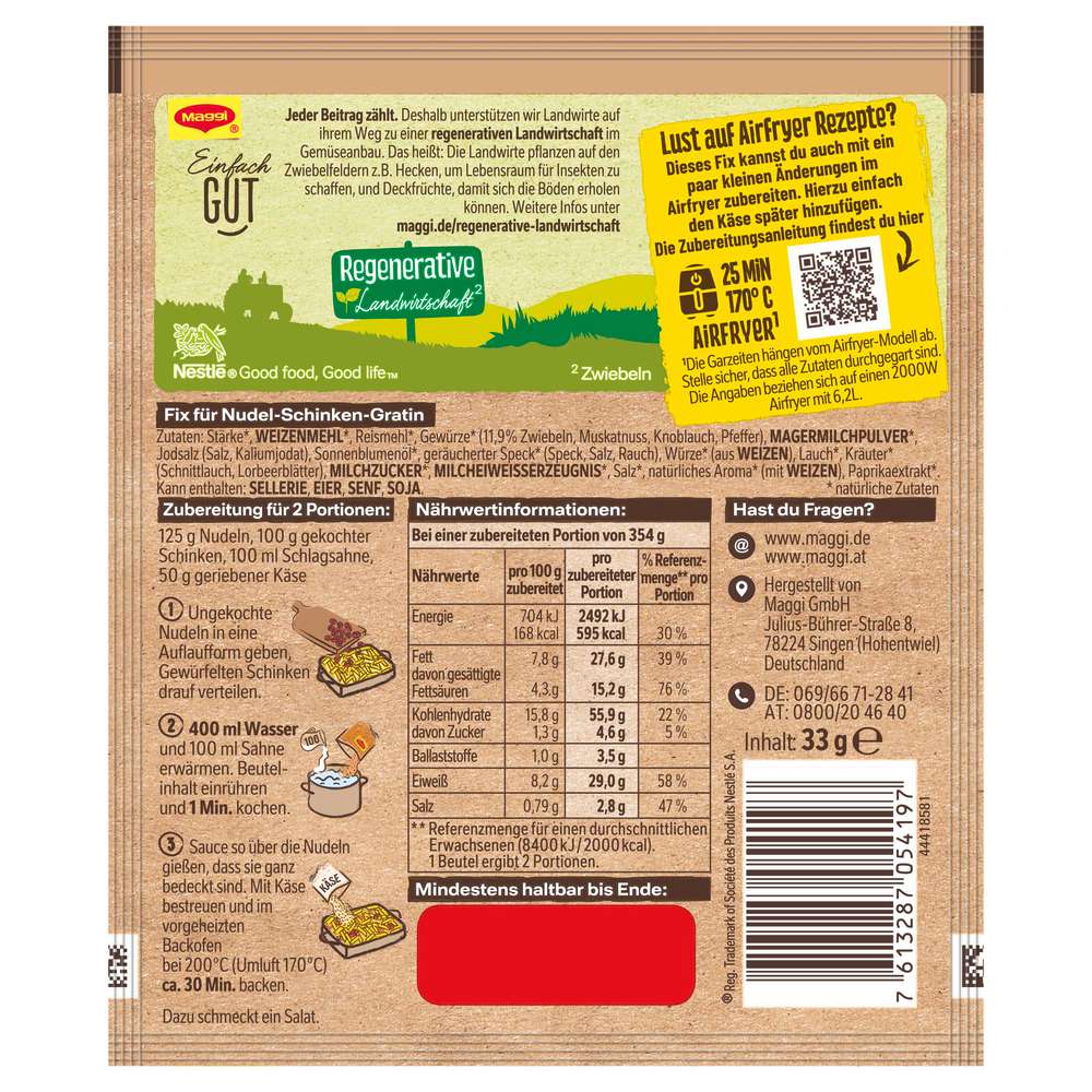 Produktabbildung Maggi Gewürzmischung Fix, Nudel-Schinken-Gratin 100 % natürliche Zutaten
