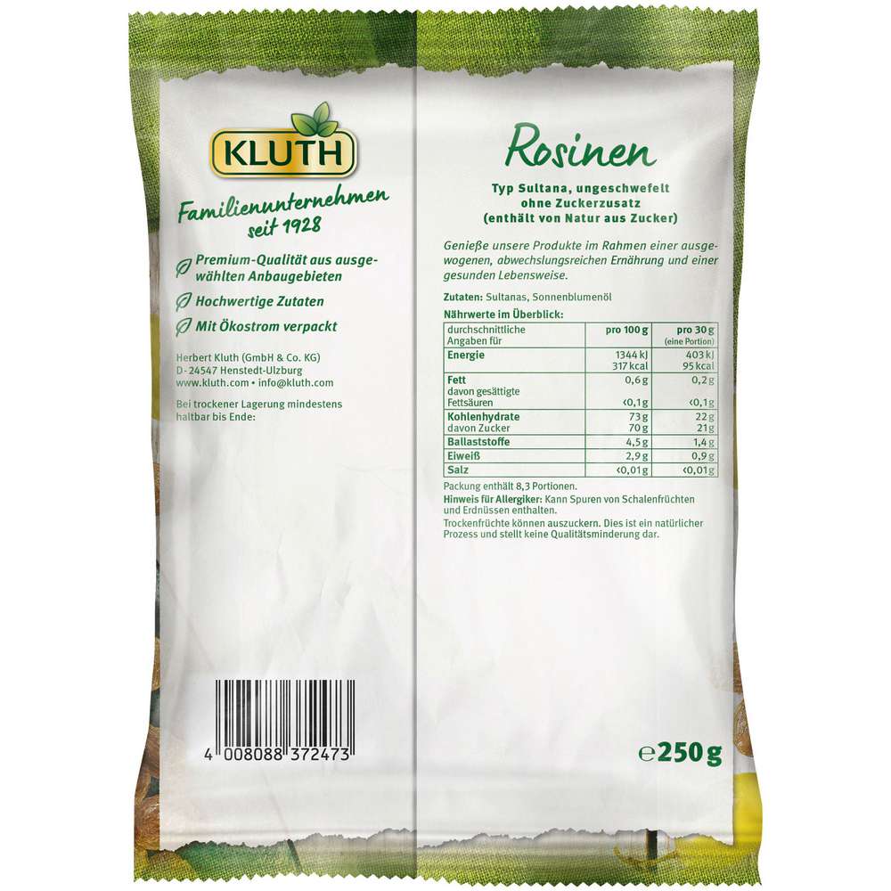 Produktabbildung Kluth Rosinen, ungeschwefelt