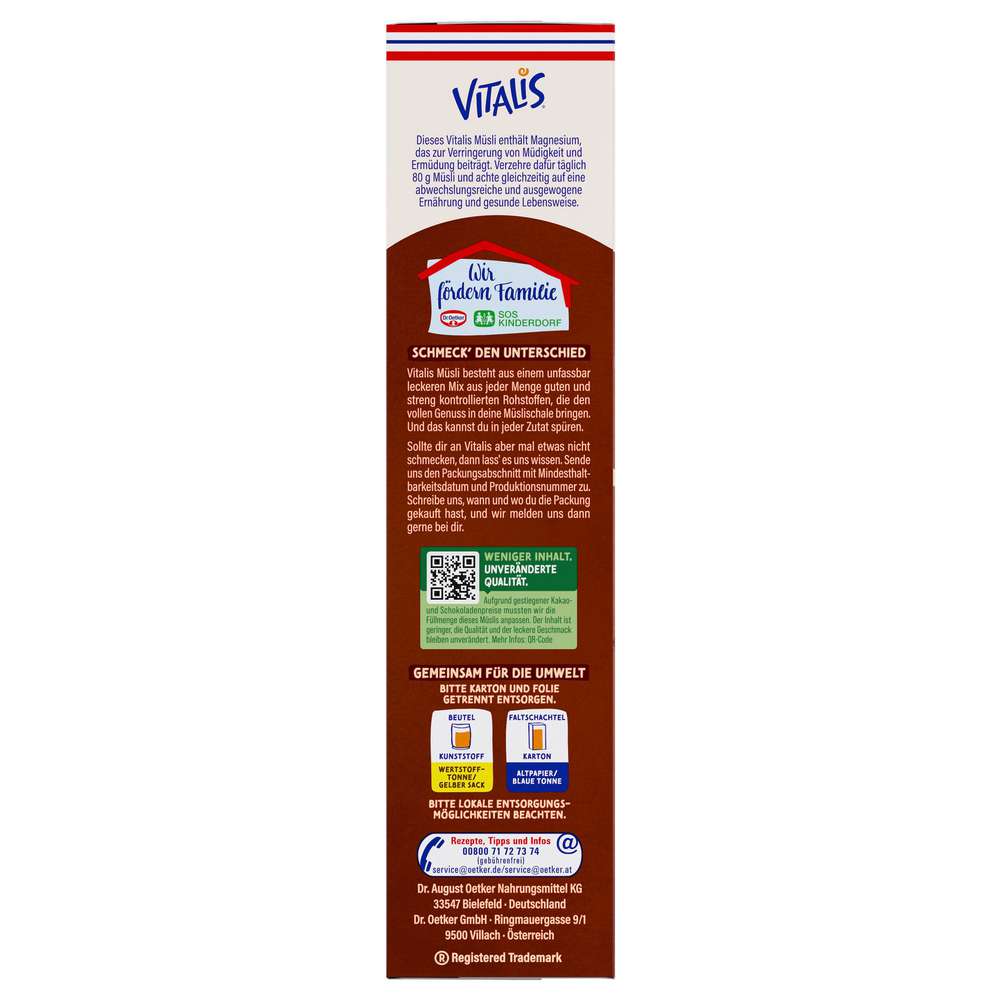 Produktabbildung Dr. Oetker Vitalis Knusper Müsli Schoko 
