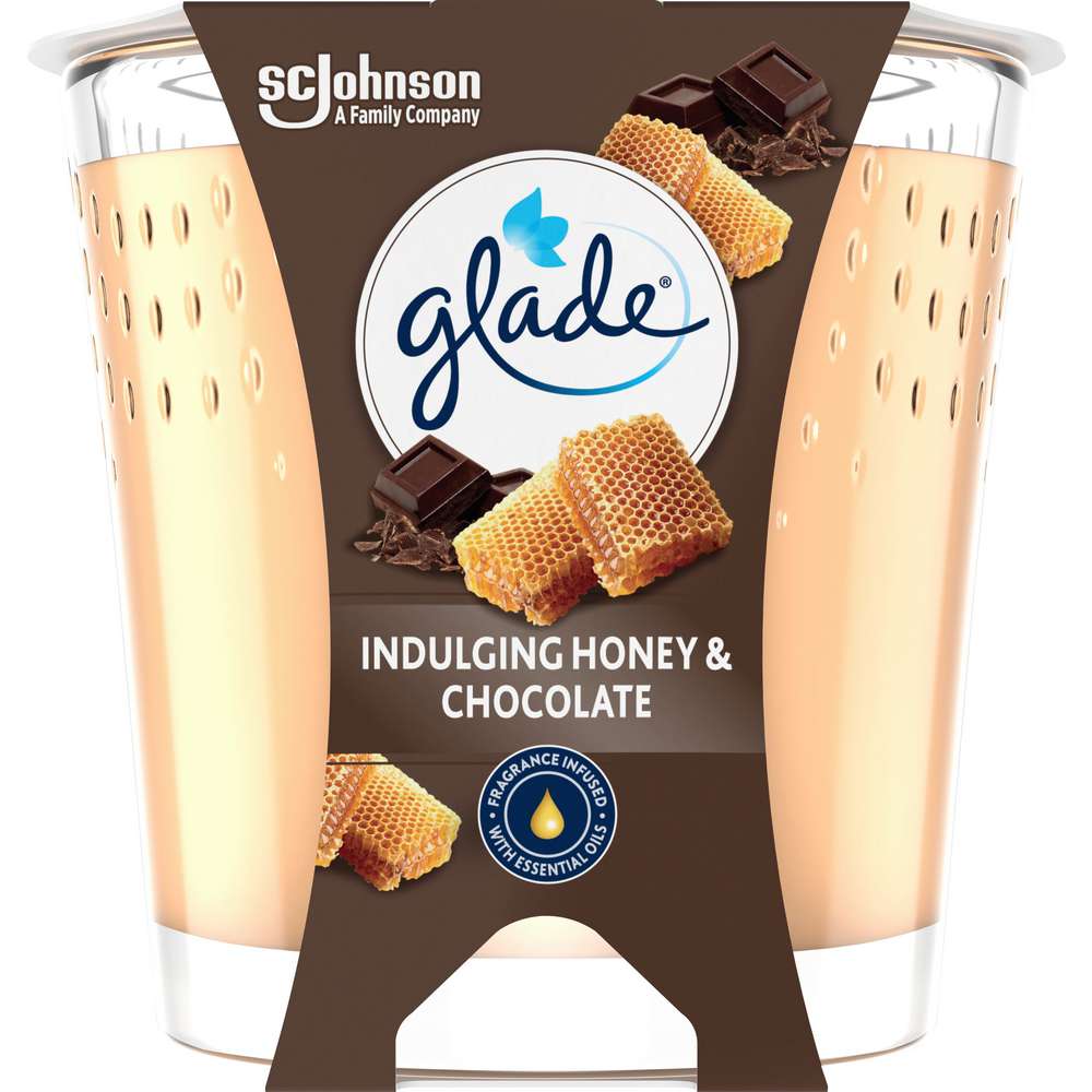 Produktabbildung Glade Duftkerze im Glas, Honey & Chocolate