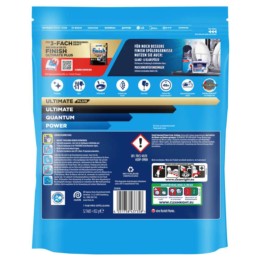 Produktabbildung Finish Spülmaschinen-Tabs, Powerball Power Fresh