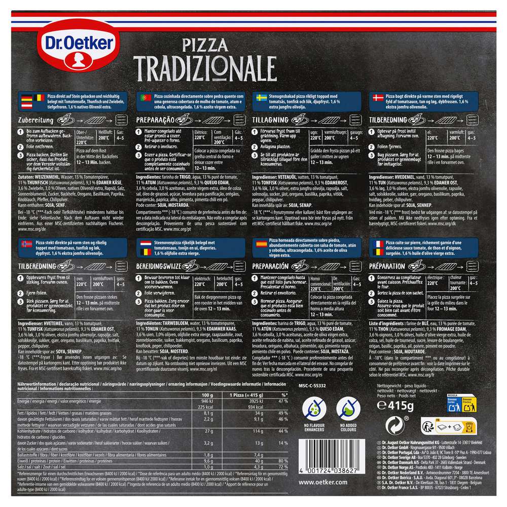 Produktabbildung Dr. Oetker Pizza Tradizionale Tonne E Cipolla, tiefgekühlt