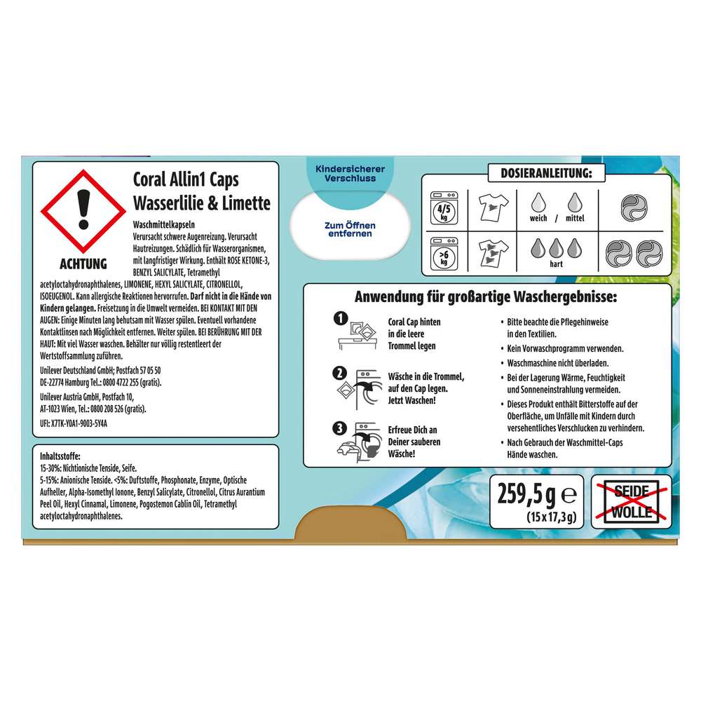 Produktabbildung Coral Color-Waschmittel Caps All in 1, Wasserlilie