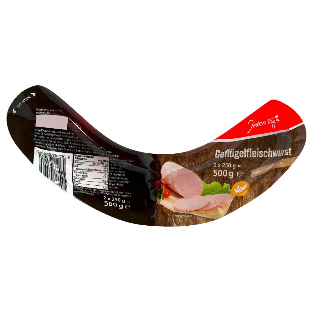 Produktabbildung keine Marke Jeden Tag Geflügel-Fleischwurst, 2 x 250 g