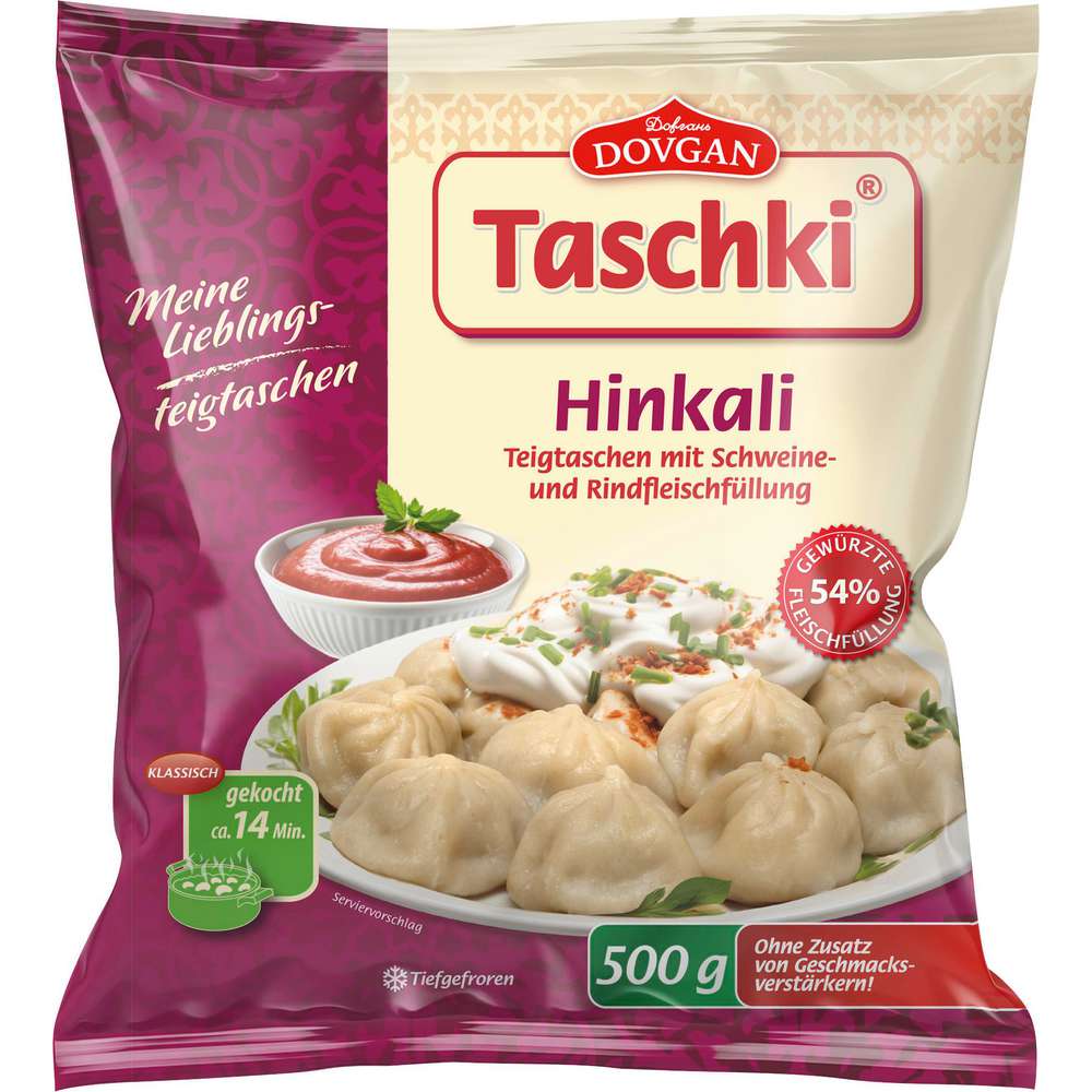 Produktabbildung Dovgan Taschki Teigtaschen Hinkali, Rind/Lamm