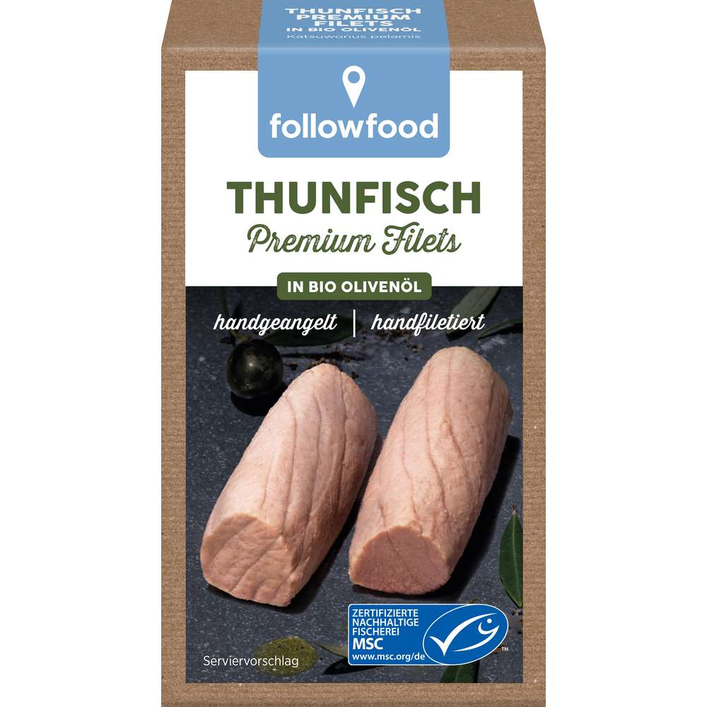 Produktabbildung followfood Thunfisch Premium Filets in Bio Olivenöl