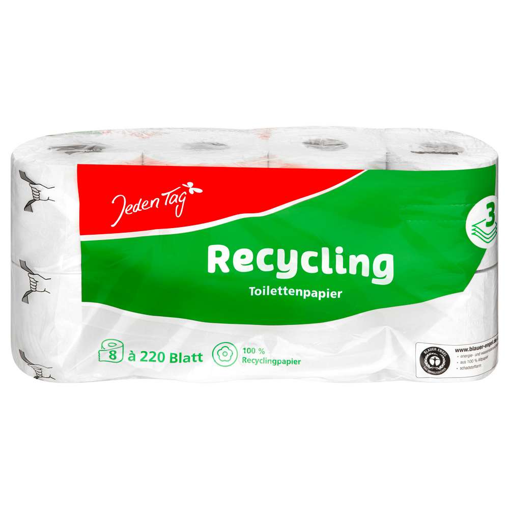 Produktabbildung Jeden Tag Toilettenpapier Recycling 3-lagig