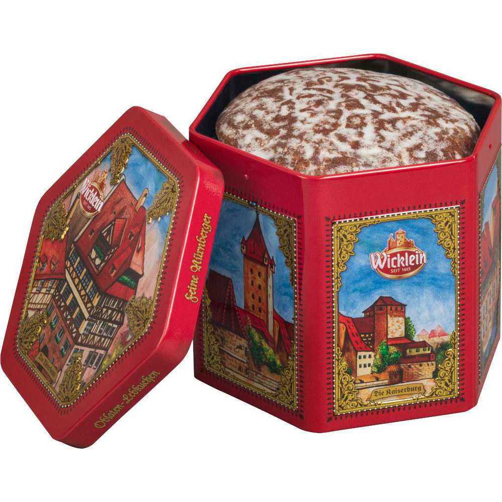 Produktabbildung Wicklein Sechseck-Dose mit Oblatenlebkuchen