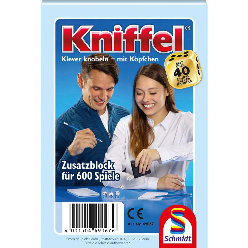 Produktabbildung Schmidt Spiele Kniffel Zusatzblock für 600 Spiele