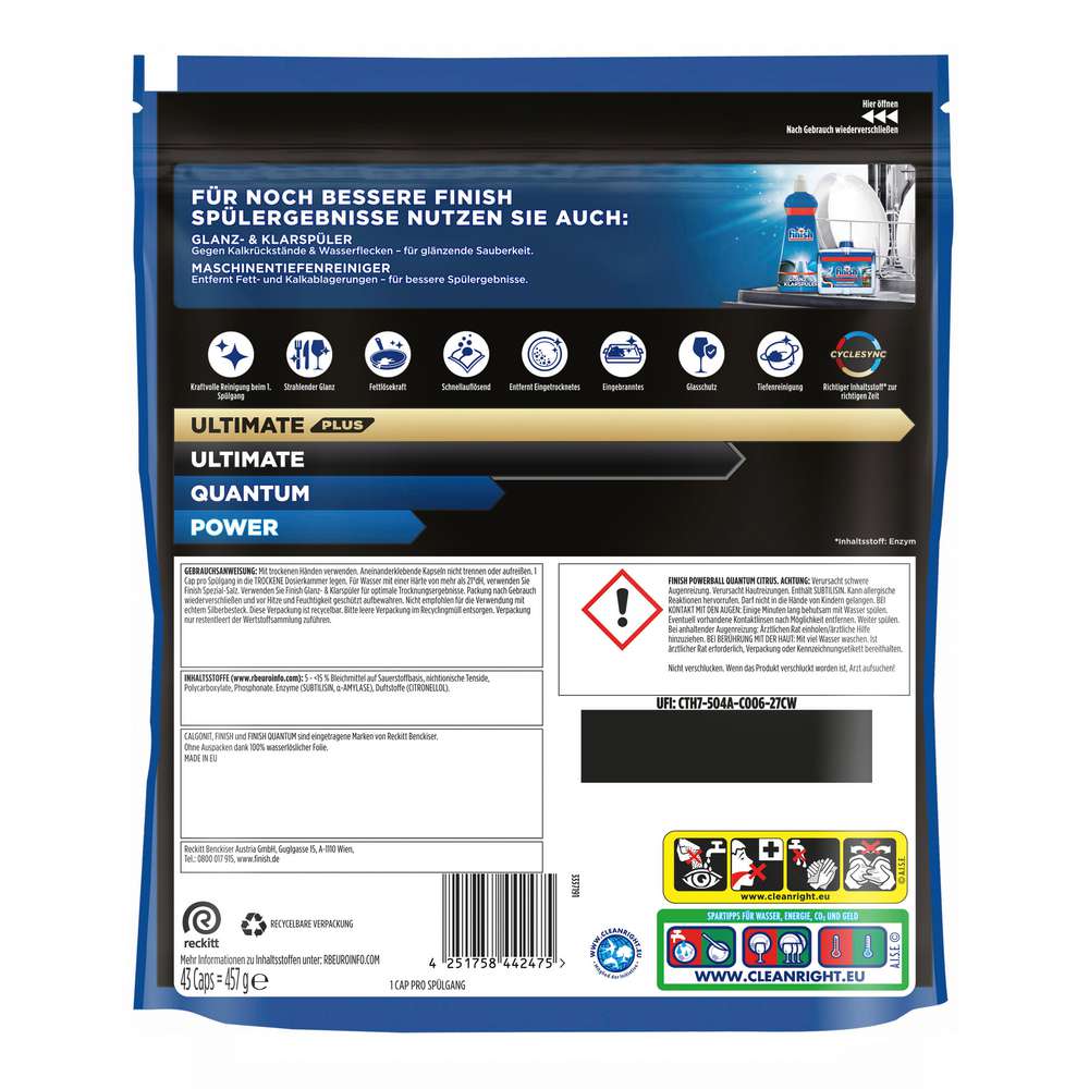 Produktabbildung Finish Spülmaschinen-Tabs, Powerball Quantum, Citrus