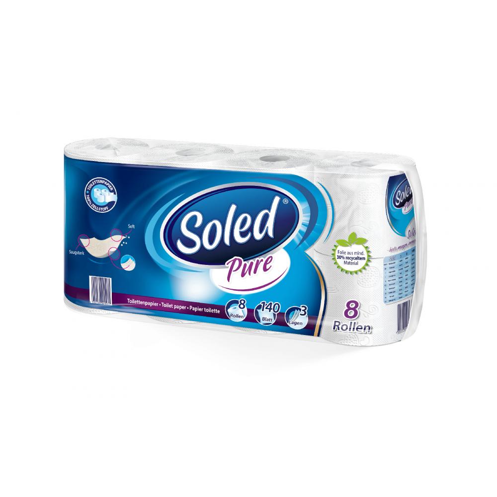 Produktabbildung keine Marke Soled  Pure Toilettenpapier, 8 x 140 Blatt