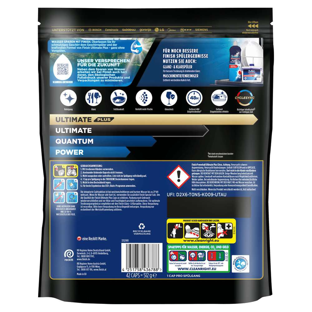 Produktabbildung Finish Spülmaschinen-Tabs, Powerball Ultimate Plus Citrus
