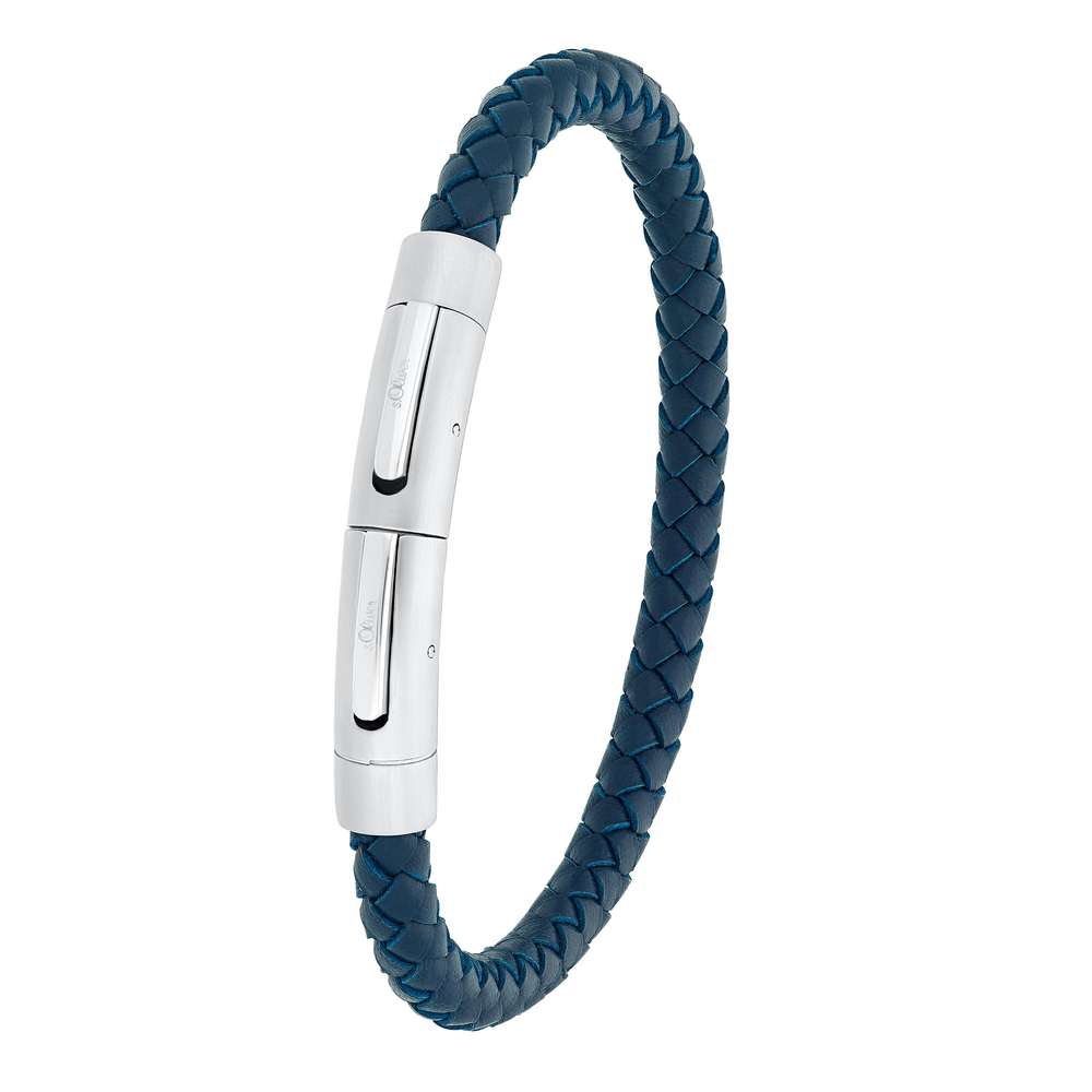 Produktabbildung s.Oliver Herren Lederarmband mit Edelstahl (4056867028660)