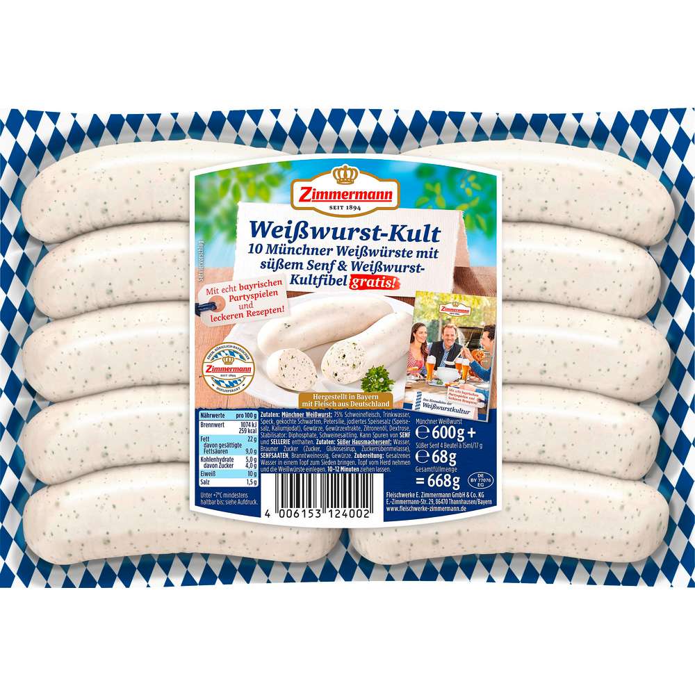 Produktabbildung Zimmermann Weißwurst Kultpack