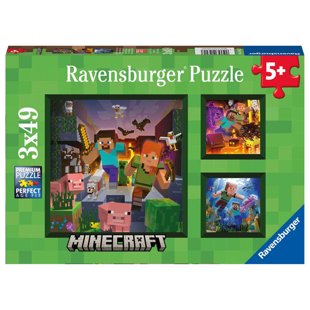 Produktabbildung Ravensburger Puzzle 3 x 49 Teile, Minecraft Biomes