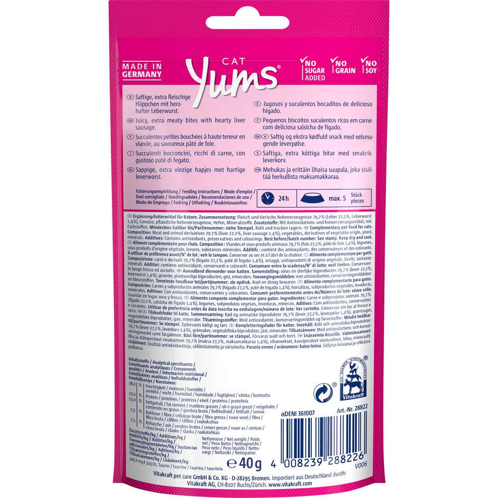 Produktabbildung Vitakraft Katzen-Snack Yums, Leberwurst