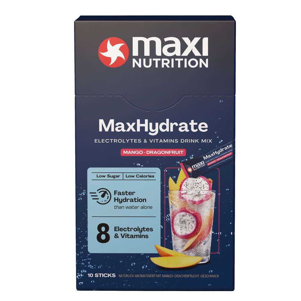 Produktabbildung MaxiNutrition Max Hydrate Electrolytes &z Vitamins Drink-Mix, Mango-Drachenfruit