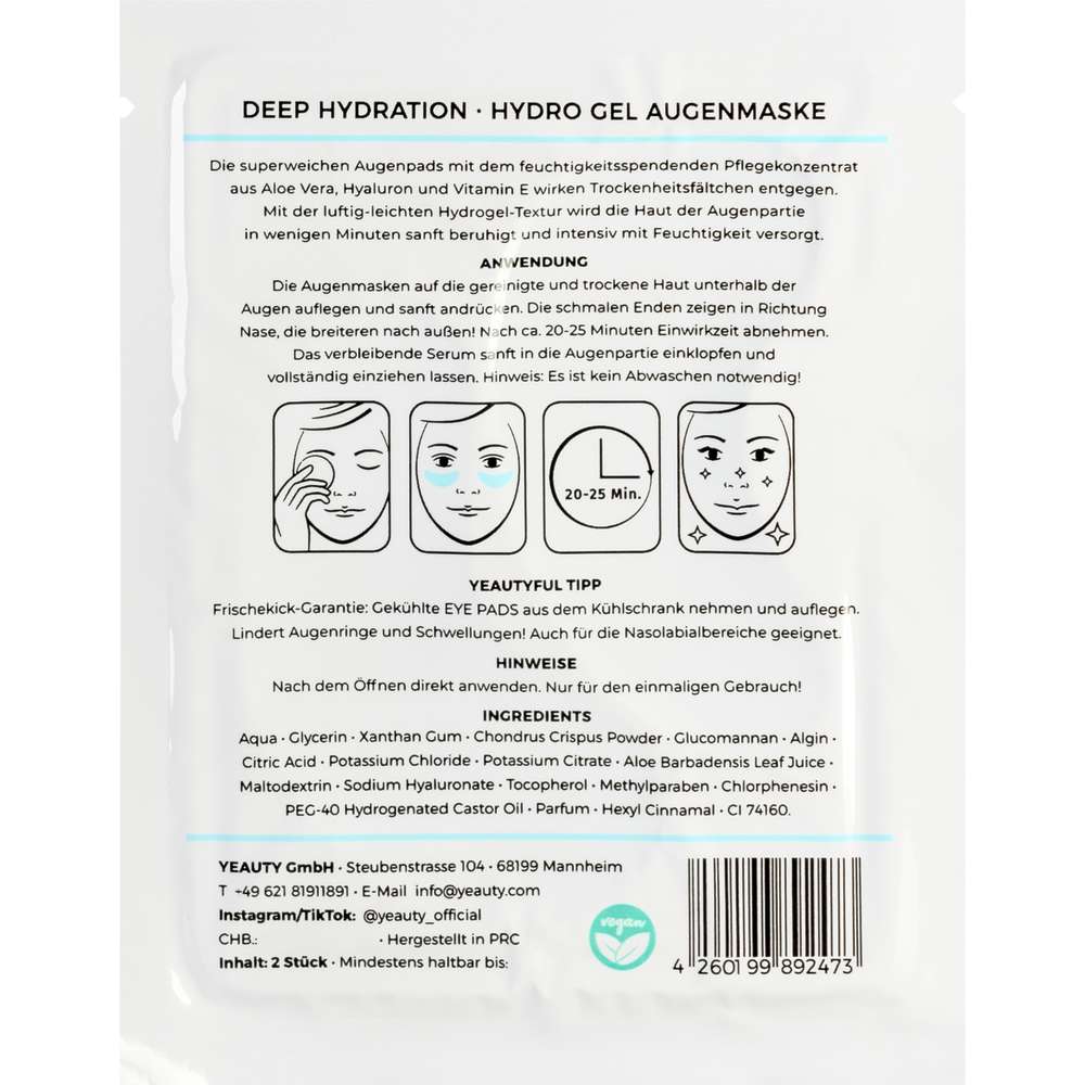 Produktabbildung Yeauty Eye Pads, Deep Hydration