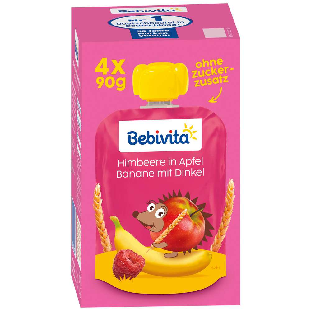 Produktabbildung Bebivita Quetschie, Himbeere in Apfel/Banane mit Dinkel