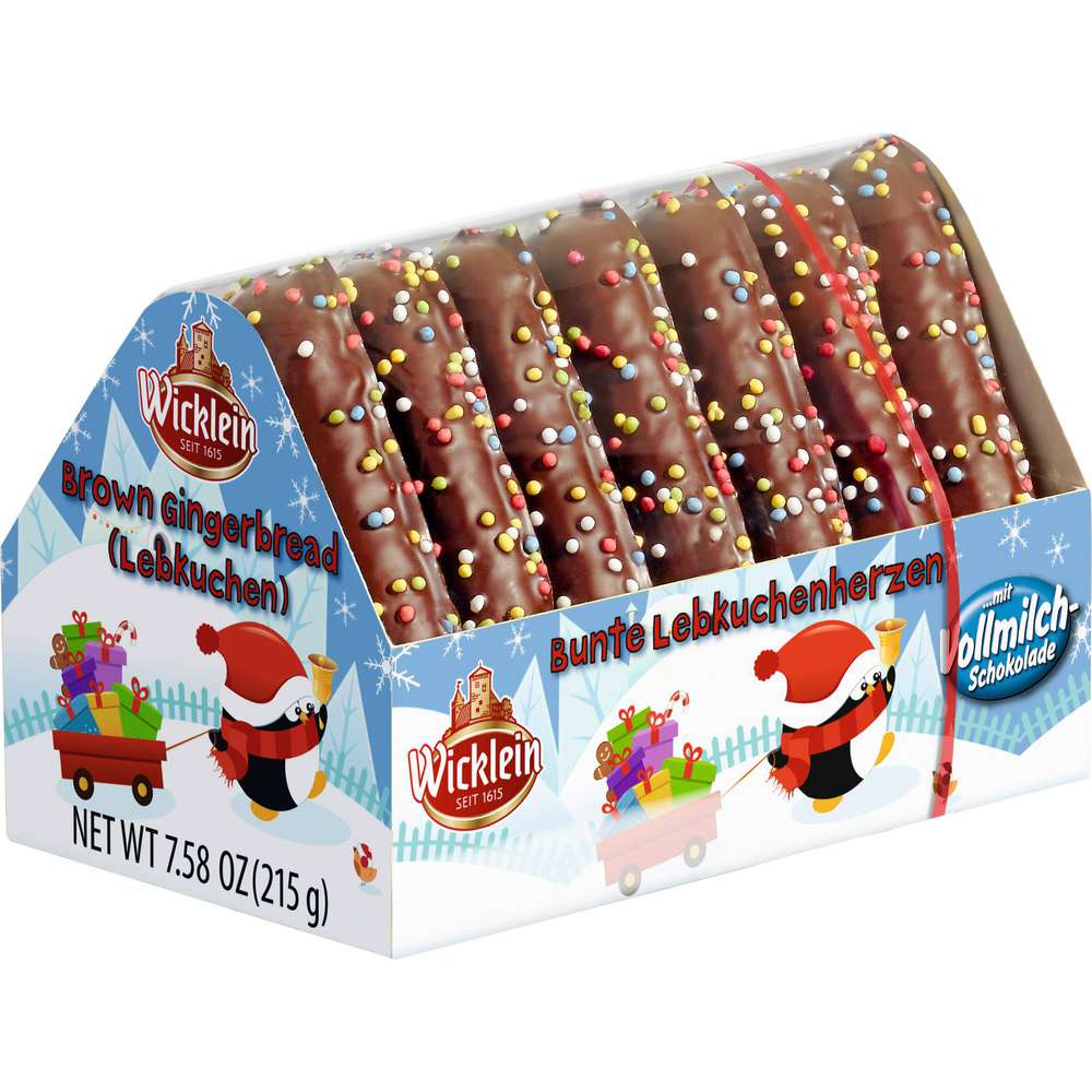 Produktabbildung Wicklein Bunte Lebkuchenherzen, Vollmilch