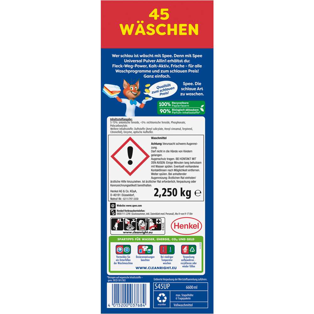 Produktabbildung Spee Universal-Waschmittel Pulver, All in 1
