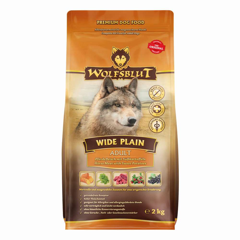 Produktabbildung Wolfsblut Hunde-Trockenfutter, Wide Plain Adult, Pferdfleisch und Süßkartoffel