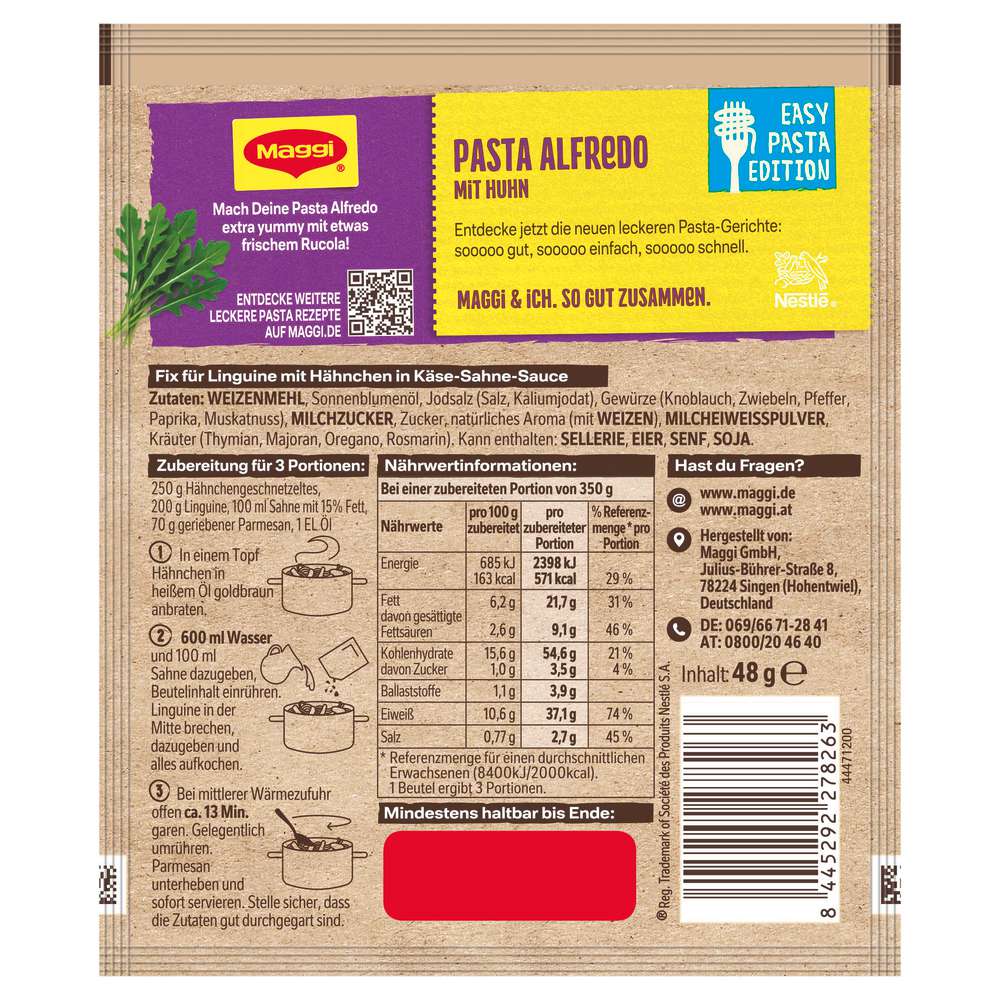 Produktabbildung Maggi Gewürzmischung Easy Pasta Edition, Pasta Alfredo mit Huhn