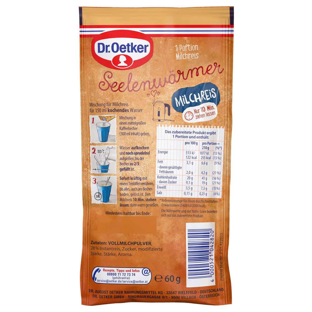 Produktabbildung Dr. Oetker Seelenwärmer Tassen-Milchreis
