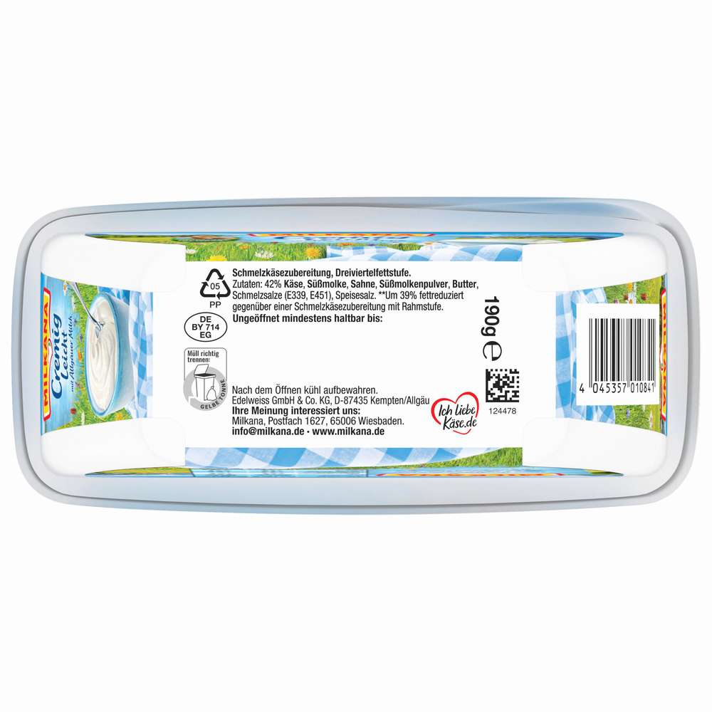 Produktabbildung Milkana Schmelzkäse Cremig Leicht