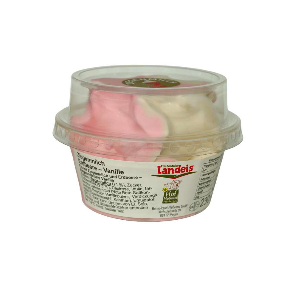 Produktabbildung Pleißentaler Landeis Eis Ziegenmilch, Erdbeere-Vanille