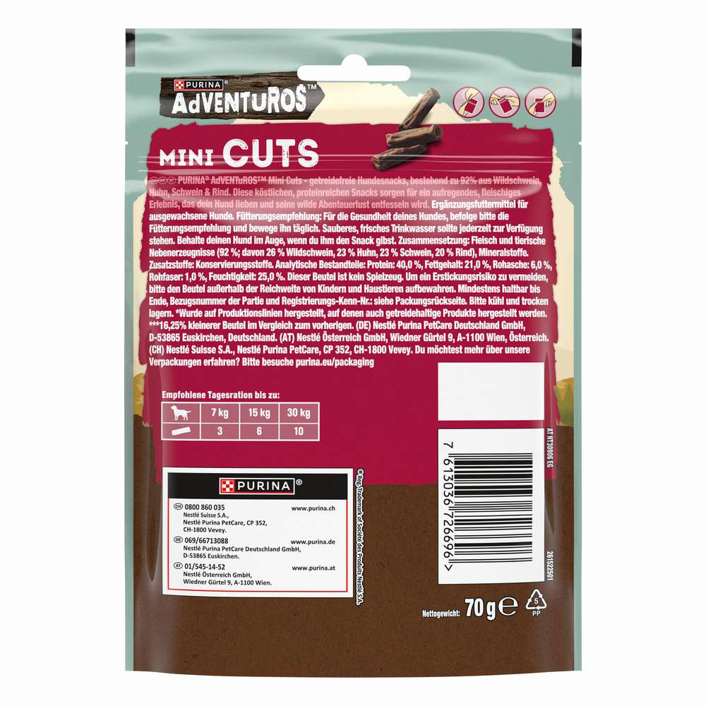 Produktabbildung Purina Hunde-Snack Adventuros, Mini Cuts, Wildschwein