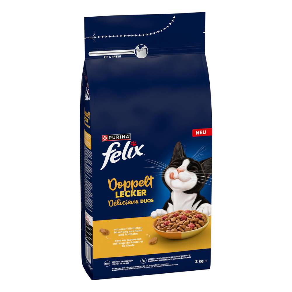 Produktabbildung Felix Katzen-Trockenfutter, Delicieux Duos, mit Geflügel