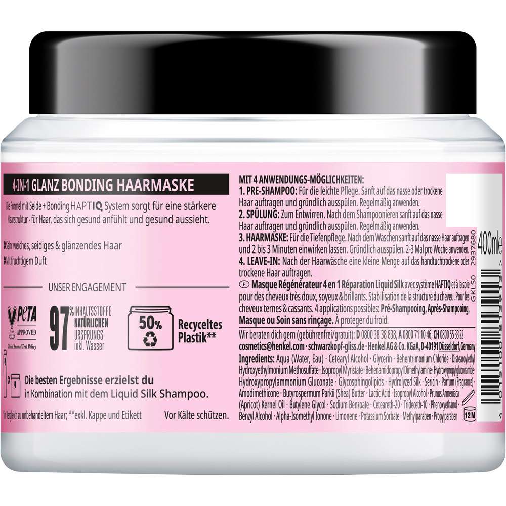 Produktabbildung Schwarzkopf Gliss Kur Haarmaske, Liquid Silk Glanz