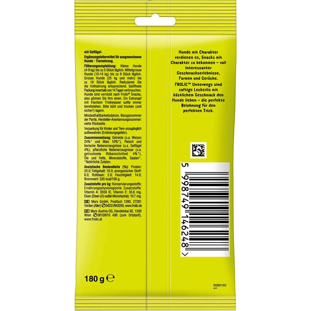 Produktabbildung Frolic Hunde-Snacks Unterwegs, Geflügel