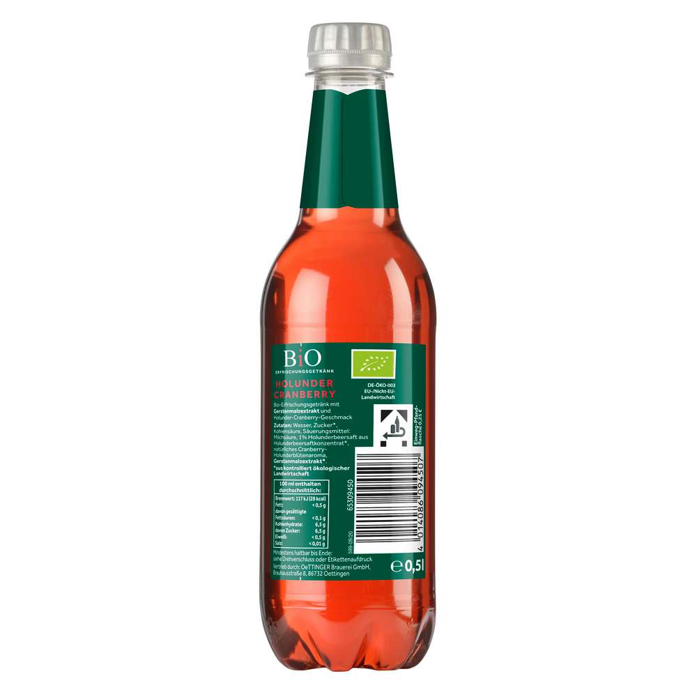 Produktabbildung Oettinger Bio Erfrischungsgetränk, Holunder-Cranberry