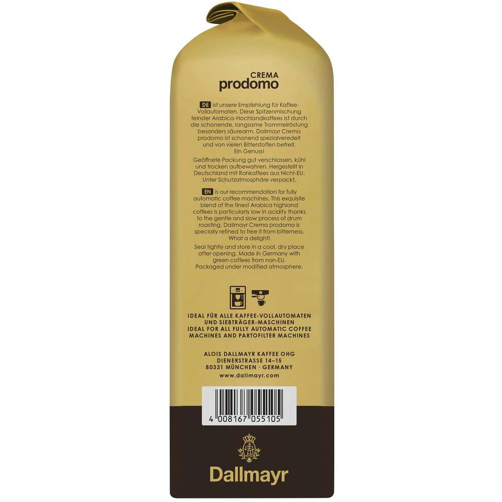 Produktabbildung Dallmayr Kaffee ganze Bohnen Crema prodomo