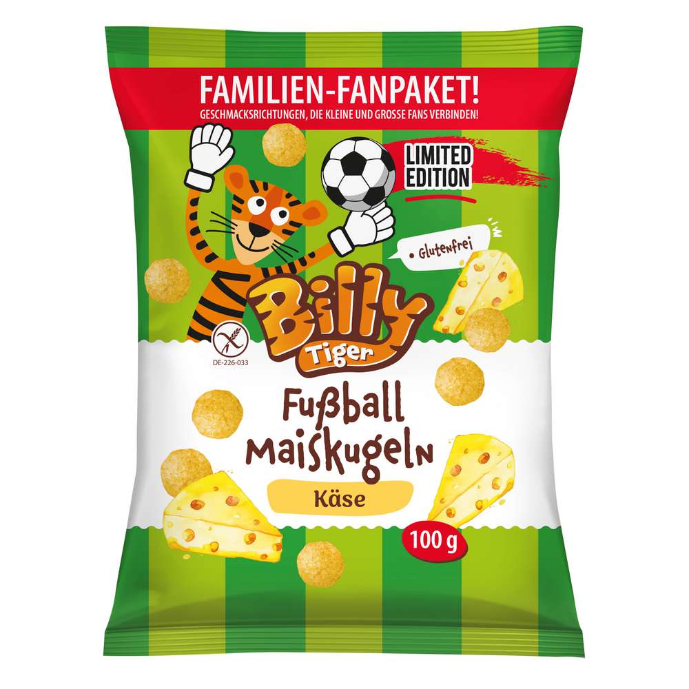 Produktabbildung Billy Tiger Maiskugeln Fußball, Käse