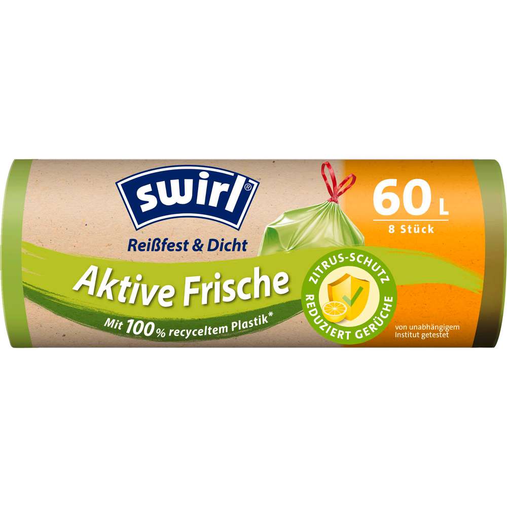 Produktabbildung Swirl Zugband-Müll-Beutel Aktive Frische, 8 x 60l