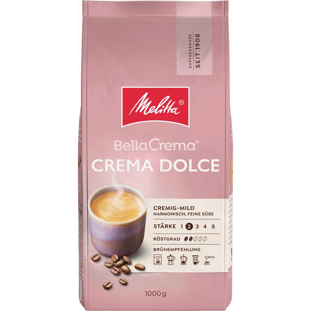 Produktabbildung Melitta Kaffee Bella Crema, Crema Dolce, ganze Bohnen