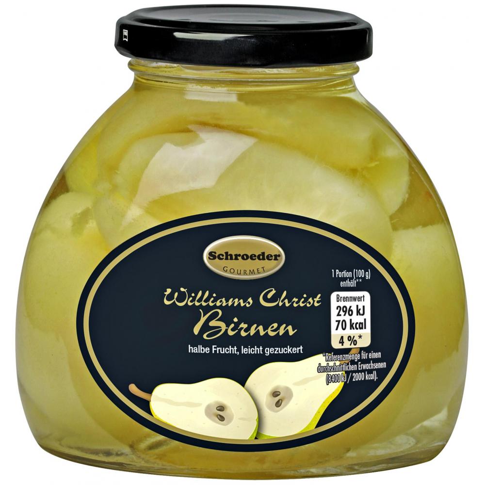 Produktabbildung keine Marke Schroeder Gourmet Williams-Christ-Birnen, 580 ml