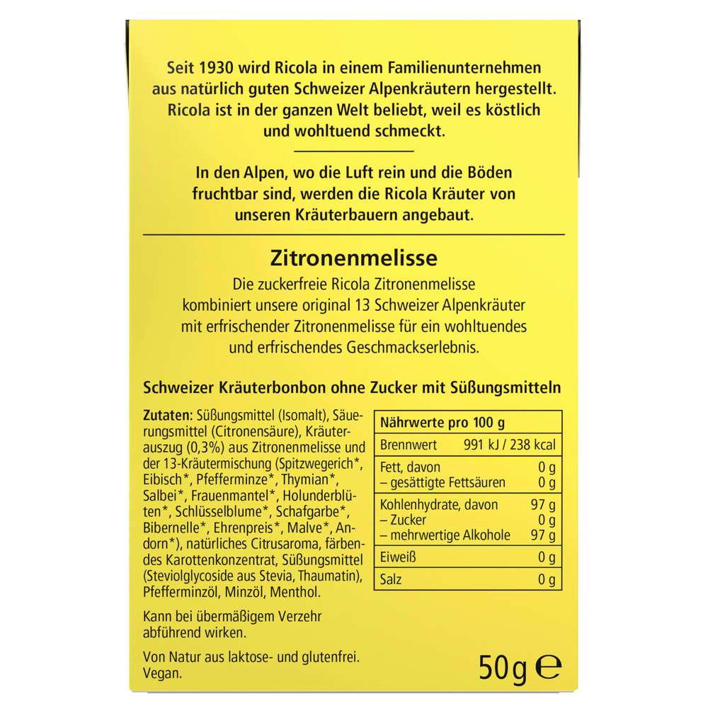 Produktabbildung Ricola Bonbons Zitronen-Melisse, zuckerfrei