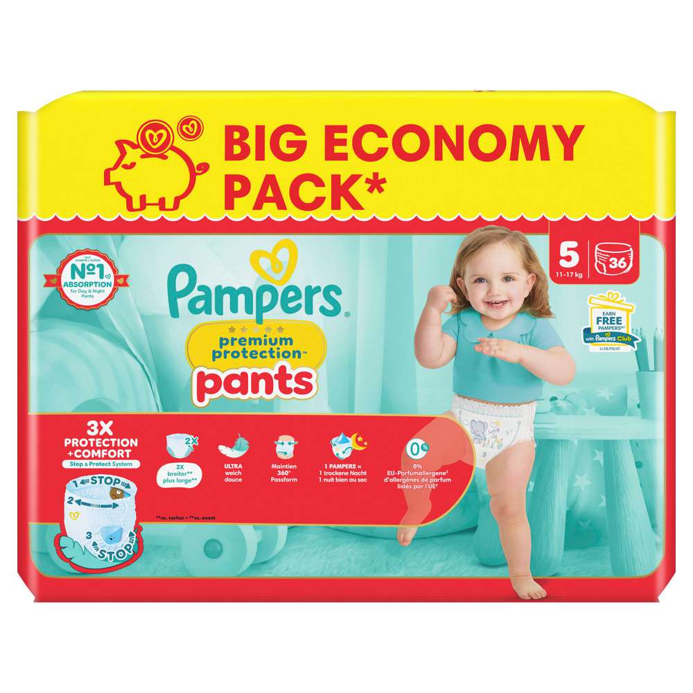 Produktabbildung Pampers Baby Pants Premium Protection Gr.5 Junior 11-17 kg, Monatsbox