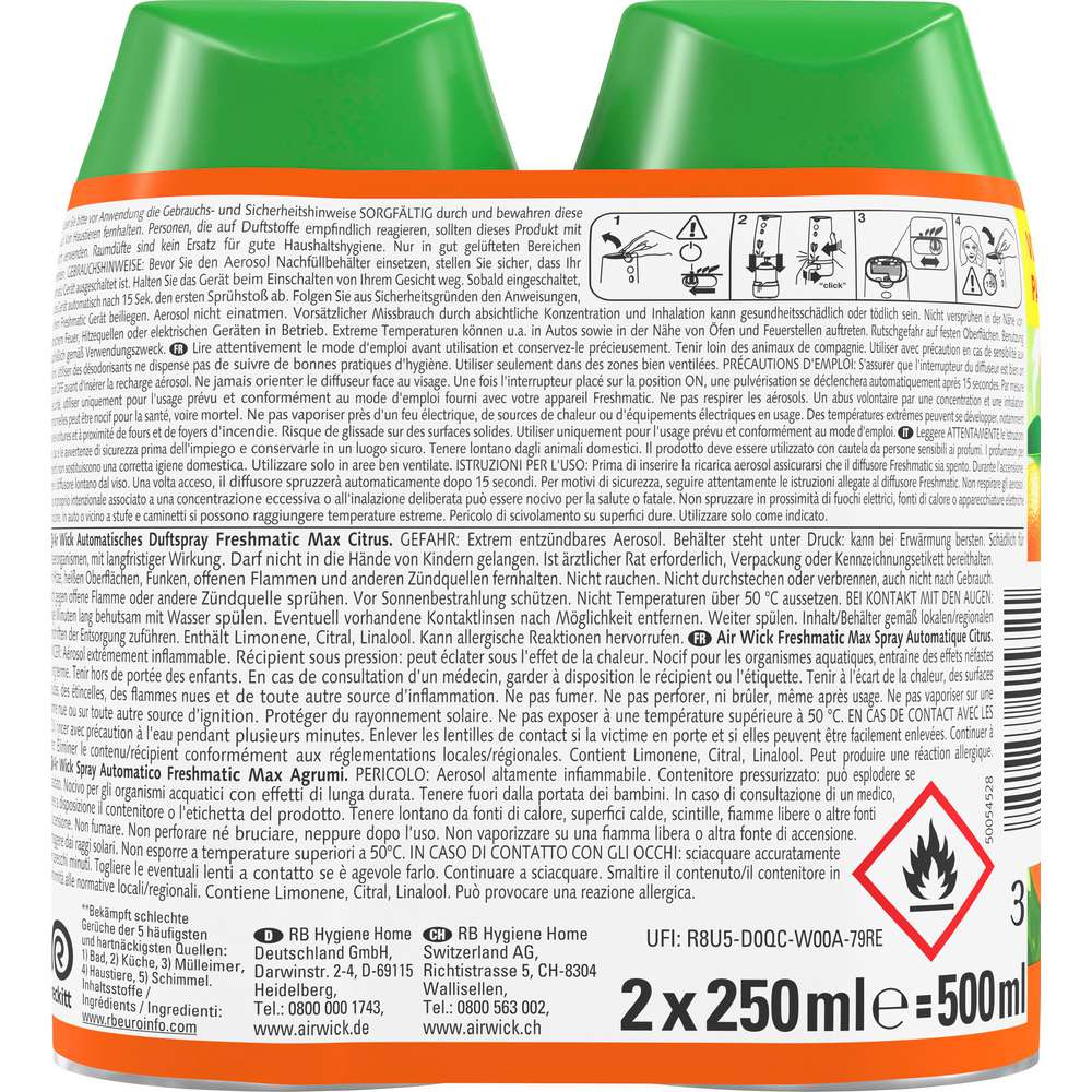 Produktabbildung Air Wick Duftspray Duo Freshmatic Nachfüller, Citrus 