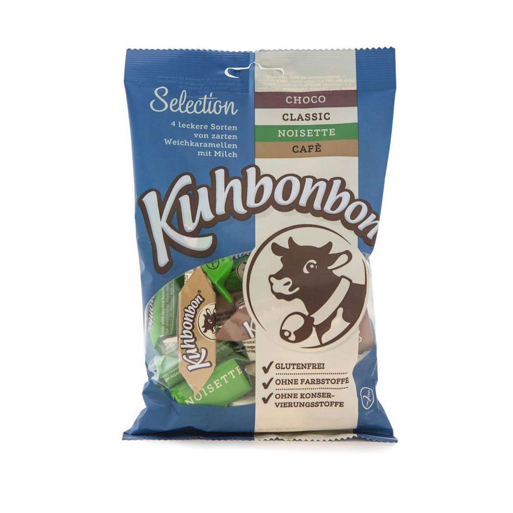 Produktabbildung Kuhbonbon Weichkaramellen mit Milch, 4 Sorten