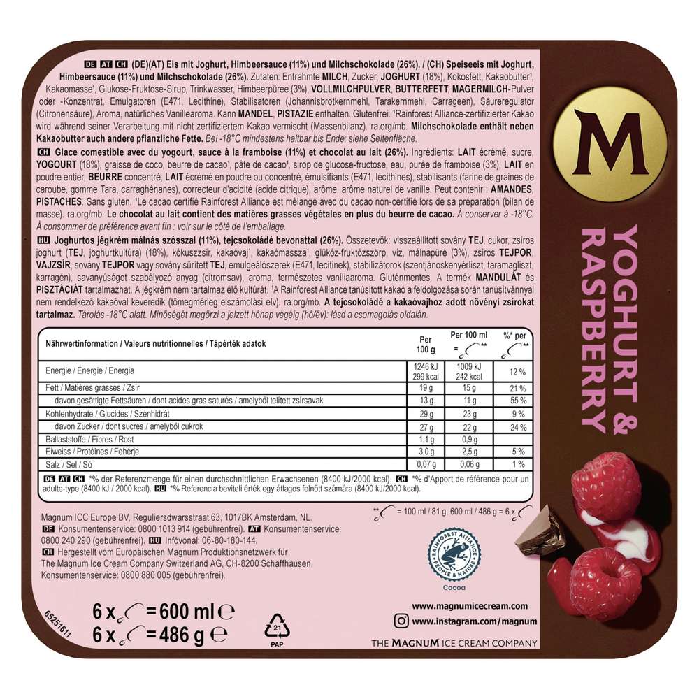 Produktabbildung Magnum Stiel-Eis, Yoghurt/Raspberry