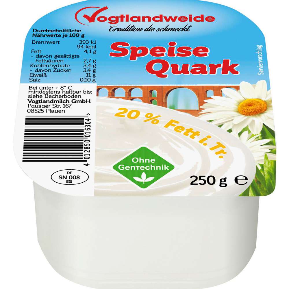 Produktabbildung Vogtlandweide Speisequark 20%