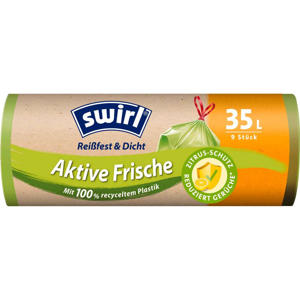 Produktabbildung Swirl Zugband-Müll-Beutel Aktive Frische, 9 x 35l