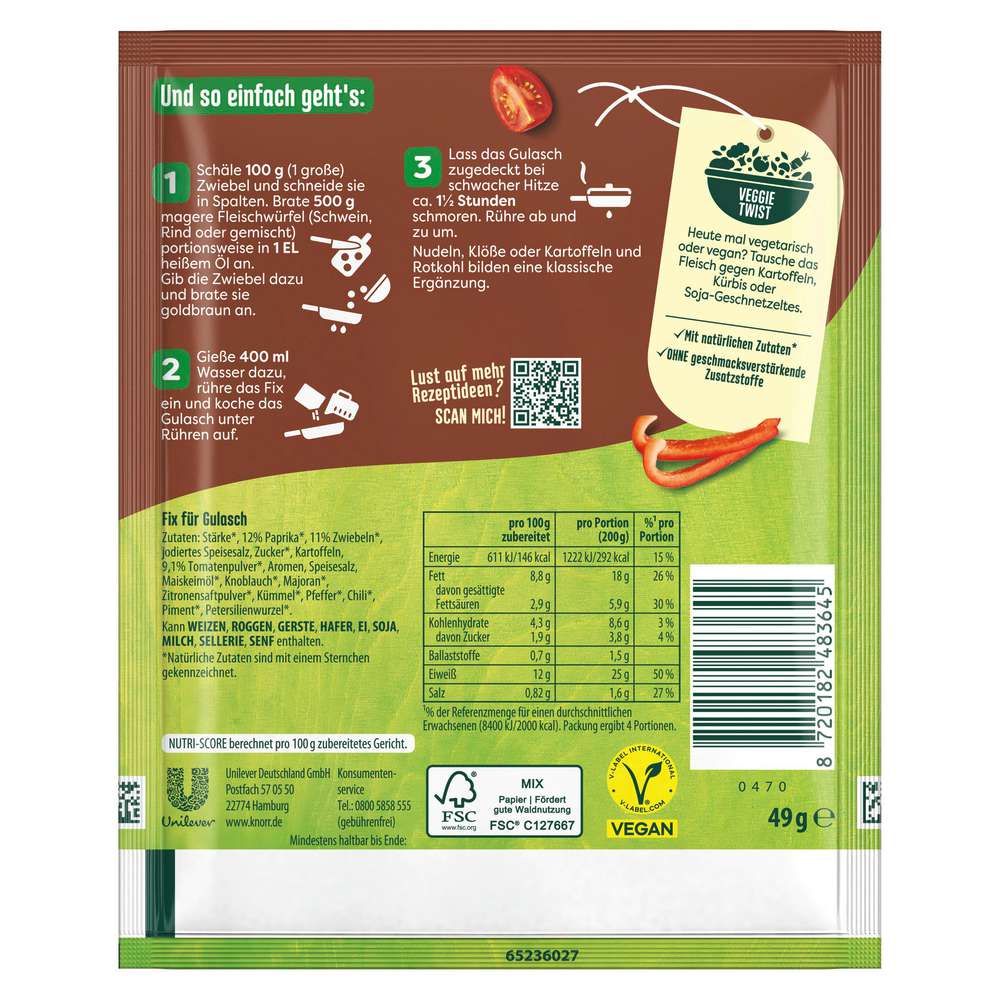 Produktabbildung Knorr Fix-Gewürzmischung, Gulasch