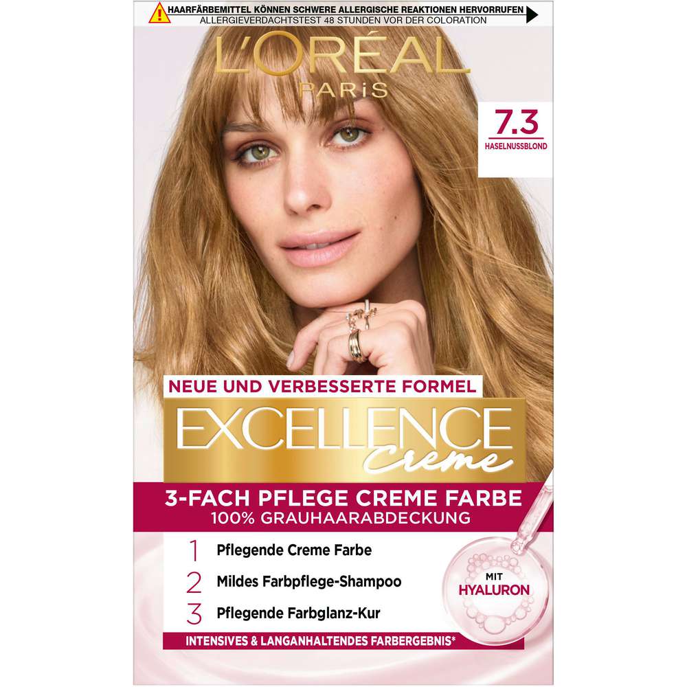 Produktabbildung L'Oreal Paris Haarfarbe Excellence, 7.3 Haselnussblond