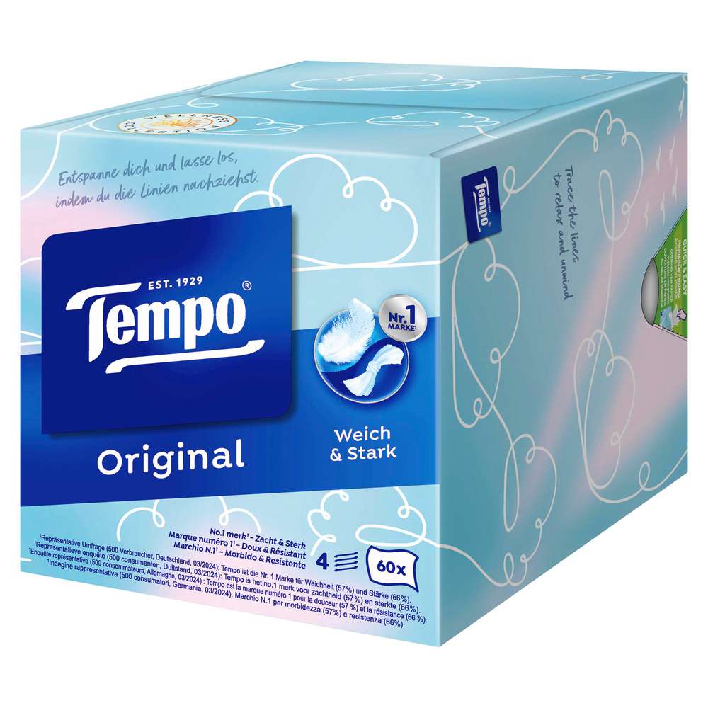 Produktabbildung Tempo Taschentücher, Würfelbox